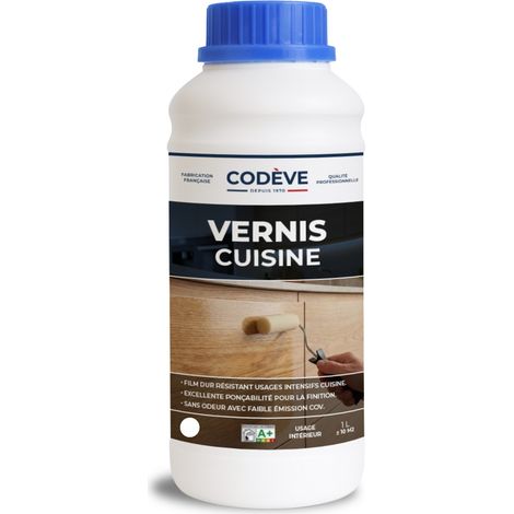 Codève Bois – Vernis cuisine 1 L – Préparateur et durcisseur pour bois – Finition sans odeur – Application en 2 passes fines – Rendement 10 à 13 m²/L (1/5)