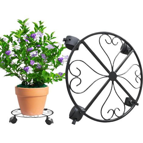 Support Roulant pour avec Roues,Support Roulant Pour Vertes Structure Métallique Mobile Verrouillable Pour Extérieur Et Intérieur, Jardin, Terrasse, Jardinières Avec Plateau