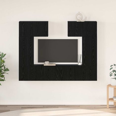 TV-Schrankset 6 pcs Schwarz Eichen-Optik Holzwerkstoff