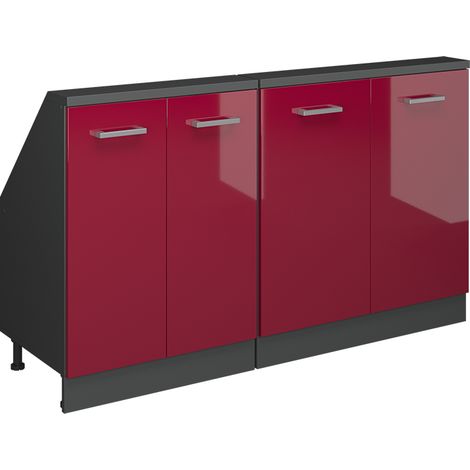 Dachschrägenschrank Rion, Rot Hochglanz/Anthrazit, 2er Set, Vicco