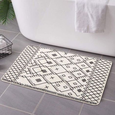 Tapis De Bain - 40 x 60 cm - Antidérapant - Lavable En Machine - Géométrique Bohème (1/4)