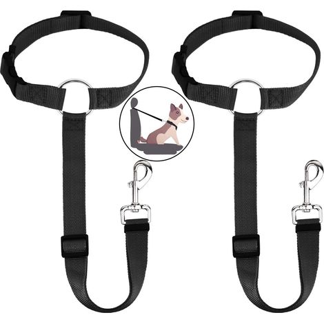 Ceinture pour Chien Siège Arrière Universel, Réglable et Durable Harnais Voiture Chat avec Mousqueton, Securite (1/5)