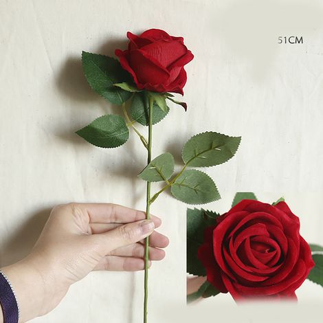 1 rose rouge artificielle pour décoration de fête à la maison (52 cm)-AquaForge (1/3)