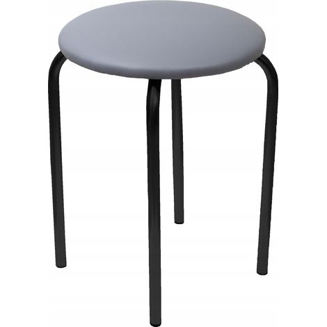 Taburete de comedor de piel ecológica gris con patas negras de Furnitex. (1/3)