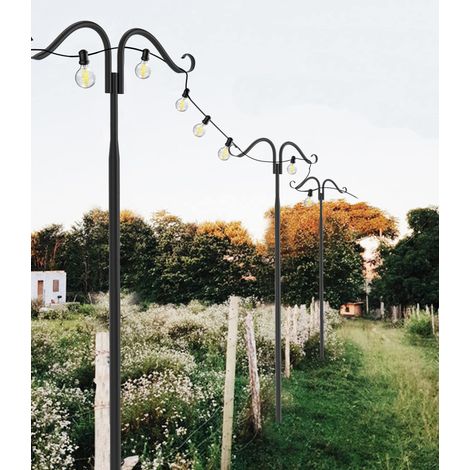 Pack 2 Shepherd Crook Hook Heavy Duty 5 Sections Detachable Bird Feeder Pole Garden Hangers, Height Adjustable 140cm to 275cm (1/5)