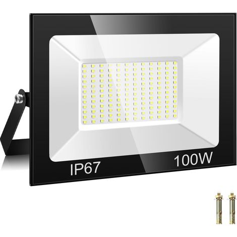 Projecteur LED Extérieur 100W 10000LM IP67 Imperméable 7000K 144 Leds Blanc Froid Eclairage de Sécurité LED, Spot LED Extérieur Pour Patio, Garage, Jardin, Cour (1/5)