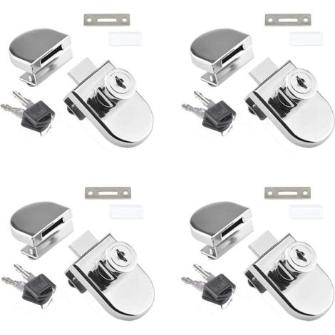Set mit 4 Einzelstift-Glastürschlössern für Vitrinen, passend für 5–8 mm dicke Glastüren, inklusive 2 Schlüsseln, kein Bohren erforderlich (1/4)