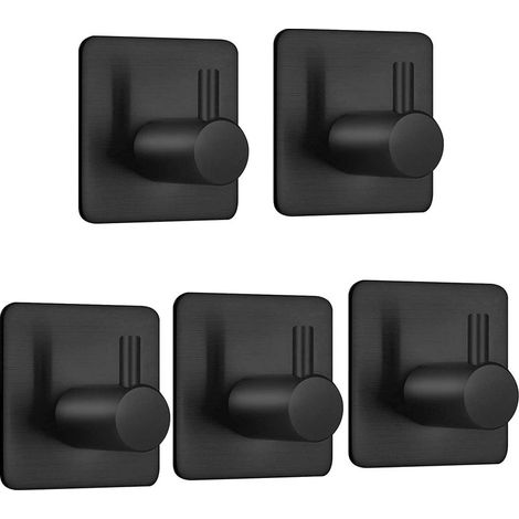 Juego de 5 ganchos adhesivos, gancho para toallas, gancho de pared de acero inoxidable para baño, gancho adhesivo para toallas resistente al agua y al aceite para cocina, sala de estar y oficina, colo (1/5)