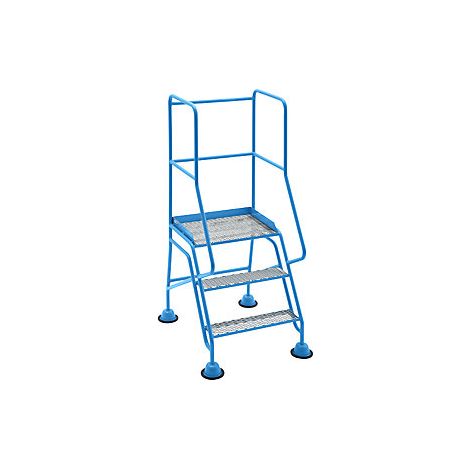 Escalera rodante con tarima  plataforma y peldaños de rejilla