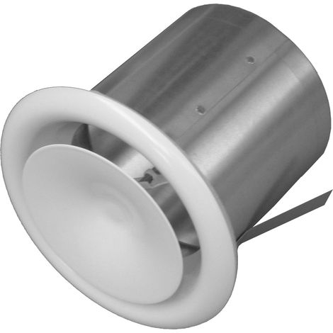 Bouche de soufflage réglable Ø100 mm – Manchette Placo intégrée – Compatible systèmes de distribution d’air chaud – Finition esthétique sur cloison Placo – Isotip Joncoux