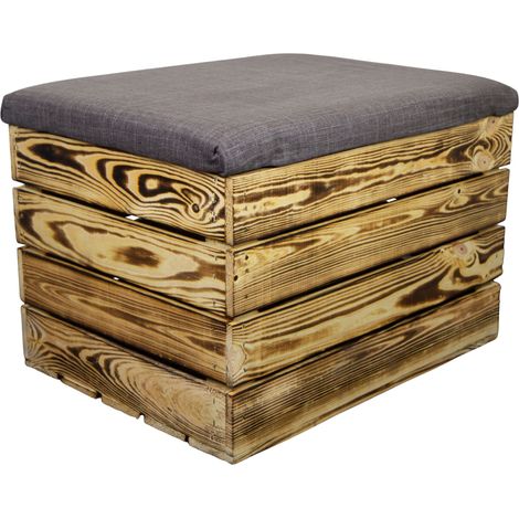 Sitztruhe Mira mit Stauraum in geflammt Maße 34x35x48 Sitzhocker Obstkiste Holzkiste faltbar Sitztruhe belastbar bis 150kg Deckel klappbare Sitztruhe Aufbewahrungsbox (1/5)