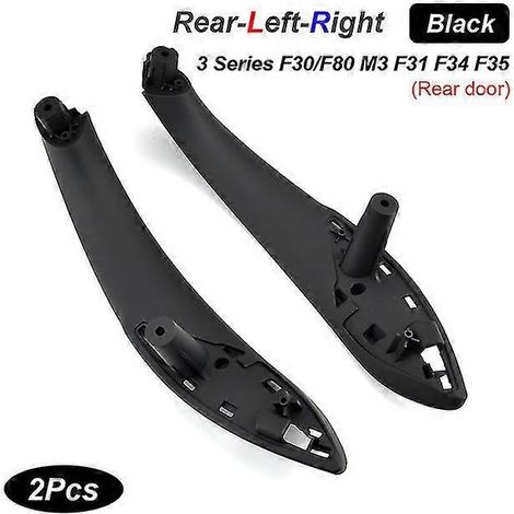 Garniture de poignée de porte intérieure avant et arrière gauche/droite pour BMW Série 3 F30 F80 F31 F32 F33 F34 F35 F36 2013-2018 Noir - Lot de 2 - Arrière (1/5)