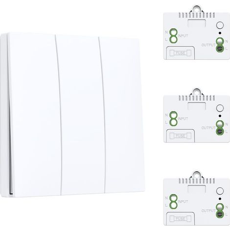Interrupteur Sans Fil Auto-alimenté Sans Pile pour Maison, 1v3 Contrôle luminaire sans travaux – fixation adhésive, récepteur 433MHz, portée 30m intérieur – idéal rénovation appartement (1/5)