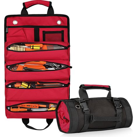 Multifunctional tool bag with large capacity, storage bag for maintenance tools, tool set, red (1/5)