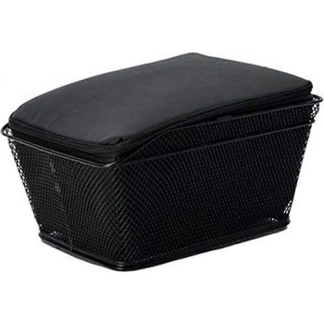 Panier de vélo grande capacité, porte-roue arrière, panier de rangement de vélo en fil métallique avec housse imperméable A (1/5)