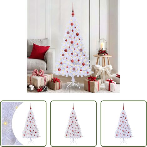 LED-Weihnachtsbaum -  Künstlicher Weihnachtsbaum Weiß 150 cm PVC und Stahl