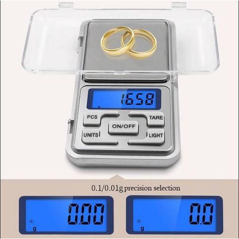 Mini-Küchenwaage, schlanke Waage, digitale Waage mit Perlen verziert, 0,01 g - 500 g.