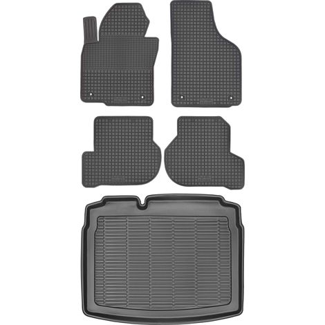 Ensemble de tapis de sol en caoutchouc pour Volkswagen Golf V Hatchback (2003-2008) + tapis de coffre