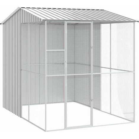 1 Cage pour oiseaux Acier galvanisé, Habitat rectangulaire spacieux, Enclos résistant jardin et terrasse