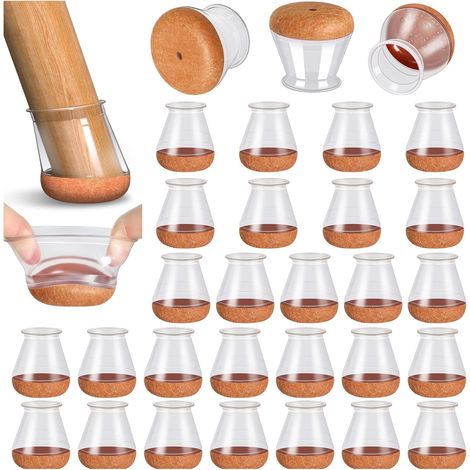 32-Piece Chair Leg Protectors, Silicone Chair Pads with Thickened Felt, Transparent Small Chair Pads, Floor Protectors, Reduce Scratches (1/5)