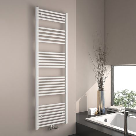 EMKE Sèche-serviette eau chaude, Radiateur sèche-serviettes raccordement central Blanc 160x50cm 654 Watts