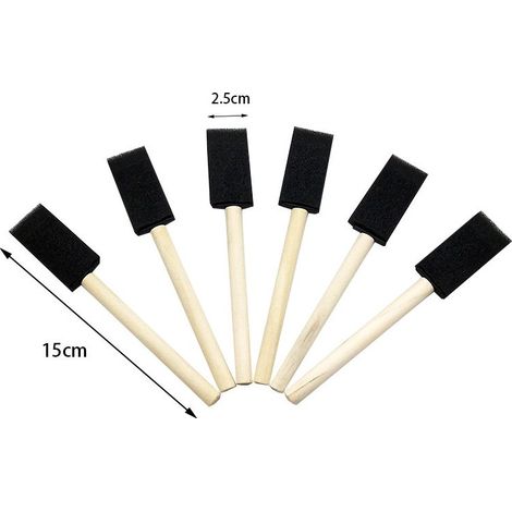 Lot de 6 petits pinceaux en mousse de 2,5 cm pour peinture en bois, huile, peinture artisanale, résine époxy vernis pour enfants (1/5)