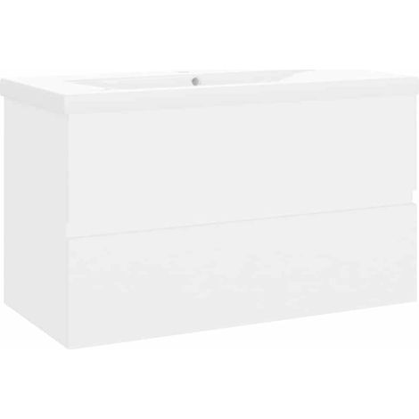 Maison Exclusive - Waschbeckenunterschrank mit Einbaubecken Weiß (1/5)