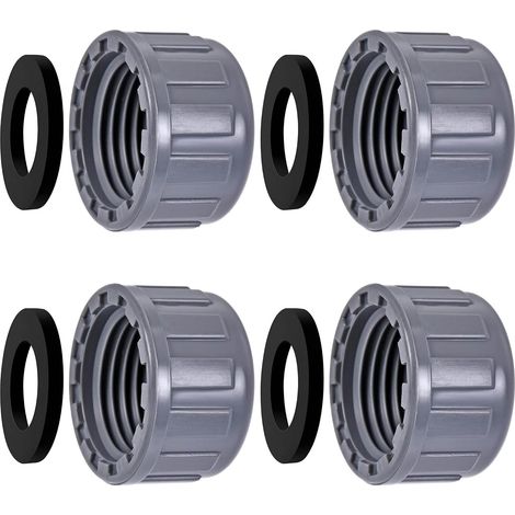 Capuchon de fermeture PVC 4 pièces 40 mm Bouchon fileté joint caoutchouc arrosage extérieur (1/5)