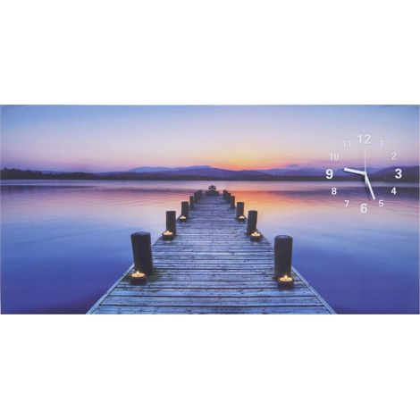 Quadro LED su tela illuminata da parete orologio da parete ponte timer 110x55 cm 040003566