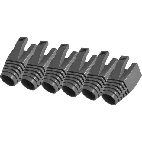 50 Pcs Cat7 Cat7A Cat8 Strain Relief Boot, RJ45 Plug Connector Cover Modular Network Plug Connector Cap Cable Connector Boots, Darkgrey (1/4)