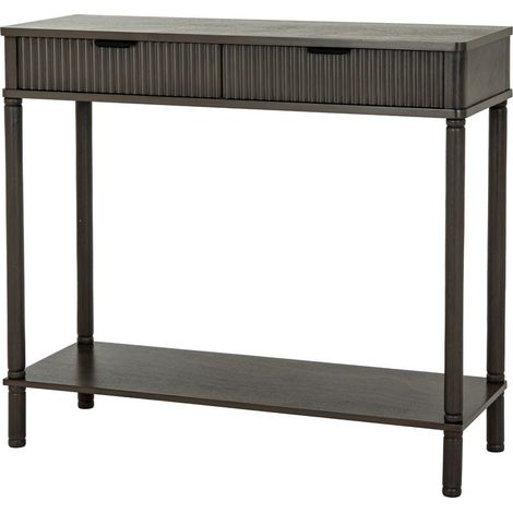 Reed Collection 2 Drawer Console Table - Wood - L33 x W90 x H80 cm - Brown