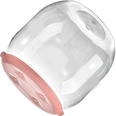 Multifunktionaler, innovativer, runder und transparenter Spielzeughocker, rosa, ideal für Wohnzimmer oder Eingangsbereich. (1/5)