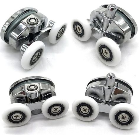 4 roulettes pour porte de douche, à double roue ovale en forme de papillon, 23 mm, compatibles verre 4-6 mm, cabines de douche et à vapeur (1/5)