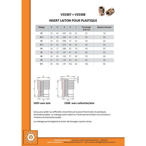 Insert Avec Tête BROACHFIX Laiton M6X9.2-1 pièce