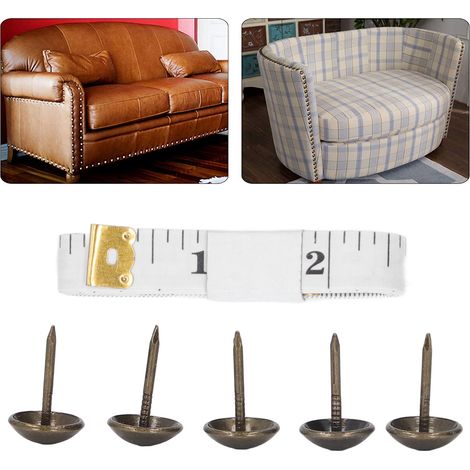 Set mit 100 Messingnägeln für antike Möbel, Möbelnägel, dekorative Innennägel, dekorative Nagelköpfe, Messingnägel für antike Möbel, mit Maßband und bruchsicheren Griffen, bronzefarben. (1/5)
