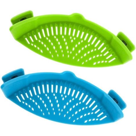 Passoire - Lot de 2 - Silicone - Résistante à la chaleur - Clipse facile - Pour nouilles et légumes (1/4)