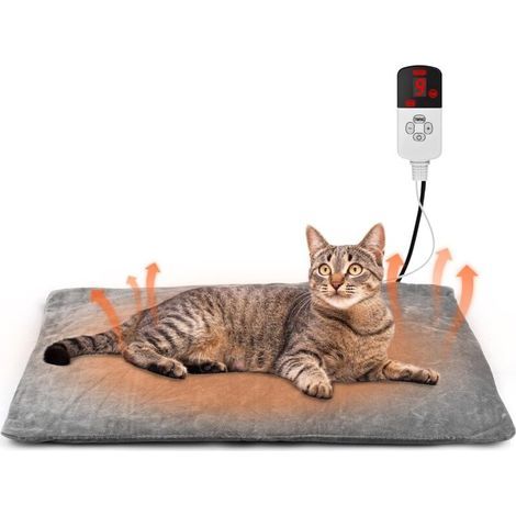 Tapis Chauffant pour Chats et Chiens 45×45cm,9 Températures & Timer 12H, Cousin Chauffant Électrique pour Chats, Sûr et Lavable Couverture Chauffant pour Animaux (1/5)