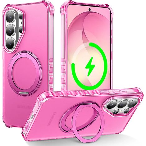 (Rouge, Galaxy S26) Étui de téléphone avec support de bague magnétique rotatif à 360° de haute qualité, antidérapant et résistant aux chutes. (1/5)