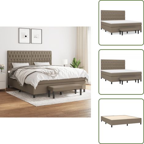 Sommier à lattes de lit avec matelas Taupe 180x200 cm Tissu - Lit Plateforme - Lit Double - Matelas À Ressorts Ensachés - Literie Taupe - Meuble Chambre (1/5)