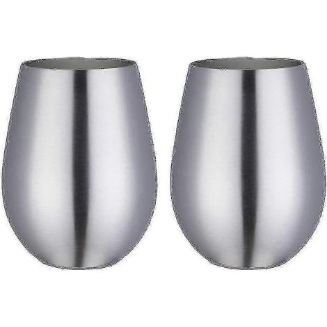 Set aus 2 stielosen Edelstahl-Weingläsern, ideal für Reisen (tatsächliche Farbe).