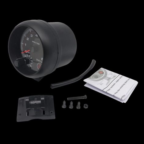 Lot de 2 compte‑tours 3,75 pouces boîtier noir – Aiguille lumineuse – Pour tableau de bord racing en 12V (1/5)