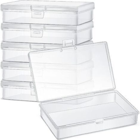 (6 Pieces) Mini Transparent Plastic Bead Storage Container Boxes for Collecting Small Items, Beads, Jewelry, Business Cards, Crafts (5.2 x 3 x 1.2 Inches) (1/5)