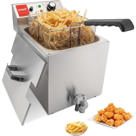 Friteuse électrique en acier inoxydable 3300W 13L Friteuse Grande Capacité avec panier et couvercle, système de vidange (1/5)