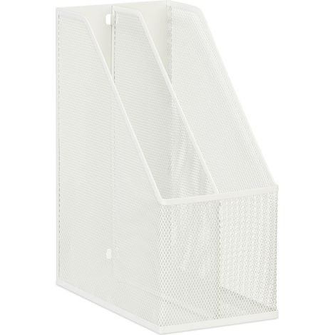 Portariviste design rete 2 scomparti ufficio archiviazione pratica moderna 30 x 20 x 25 cm in metallo bianco 130012653