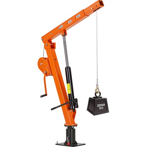 VEVOR Grúa para Camioneta Capacidad de Carga 907,2 kg, con Enganche, Cabrestante Manual, Gato Hidráulico, Pluma Telescópica Rotación 360°, Base de Acero Plegable, Grúa Pickup para Elevación de Equipos (1/5)