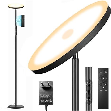 Lampadaire sur Pied Salon, 3600LM 36W LED Lampe sur Pied Super Lumineux, 2700K-6500K Dimmable Lampadaires avec Télécommande et Contrôle Tactile, Lampadaire Haut pour Salon Chambre et Burea (1/5)