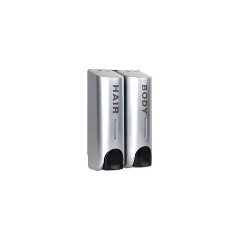 Lot de Distributeurs de Savon Muraux 3 Contenants pour Gel Douche, Shampoing et Après shampoing Design Moderne Argenté (1/4)
