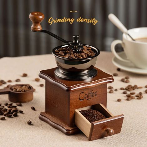 Moulin à café manuel en bois, portable, avec mouture réglable pour expresso, cafetière à piston et café filtre, idéal pour la maison, le bureau et les voyages.-AquaForge (1/2)