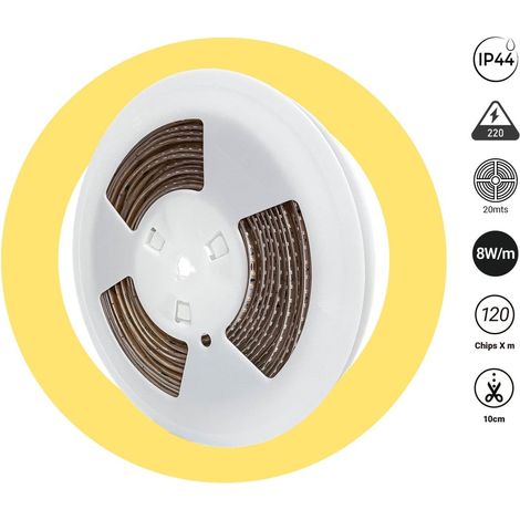 Tira LED 220V AC - Monocolor - 8W/m - 6.5mm - IP44 - 20 (1/5)
