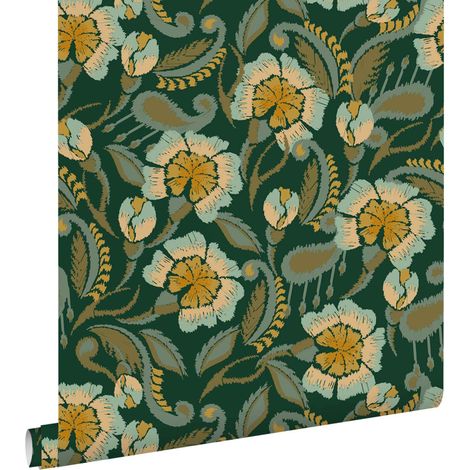 papier peint fleurs bleu - ESTAhome (1/5)